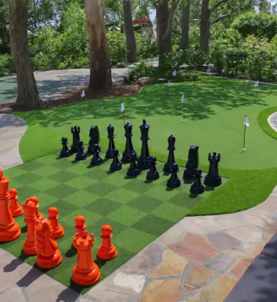 Custom putting green and chess lawn — Yorba Linda outdoor living