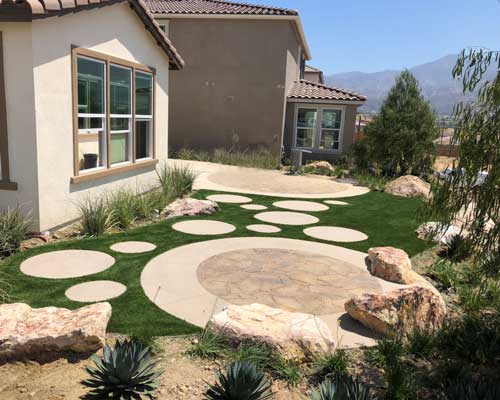 artificial grass and concrete