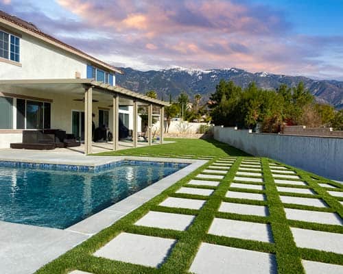 Residential Artificial Turf Installation around pool