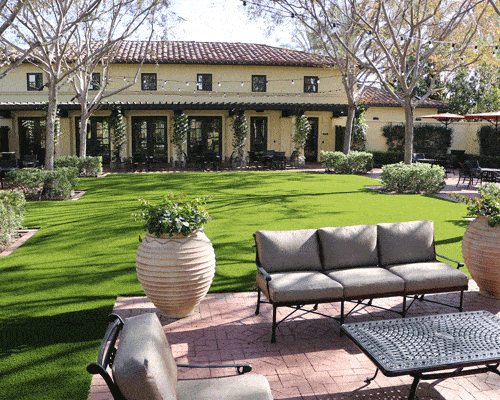 artificial grass installation courtyard