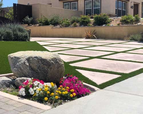 artificial grass lawn and strips