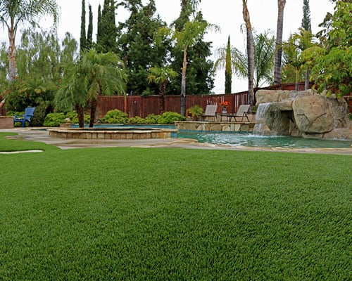 artificial grass around pool