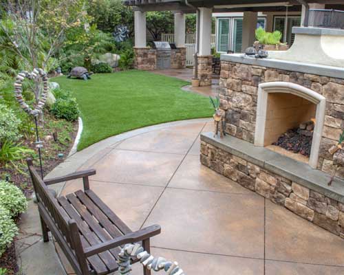 small outdoor fireplace